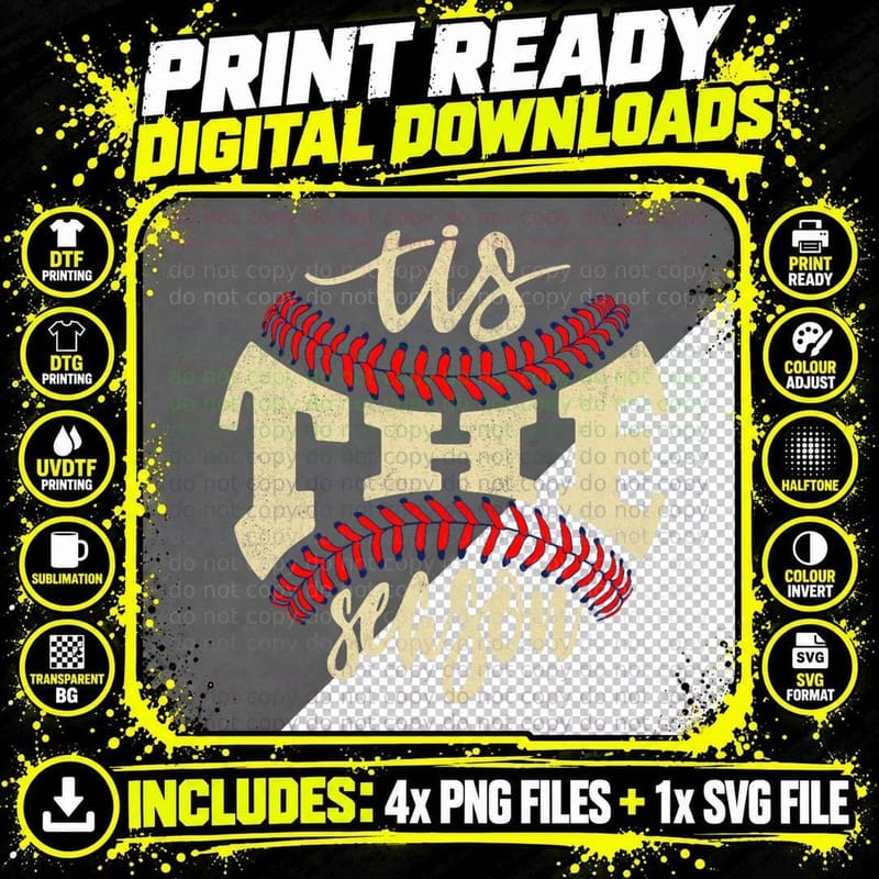 Tis the Season Baseball Is My Favorite Season - Baseball Png SVG Digital Bundle