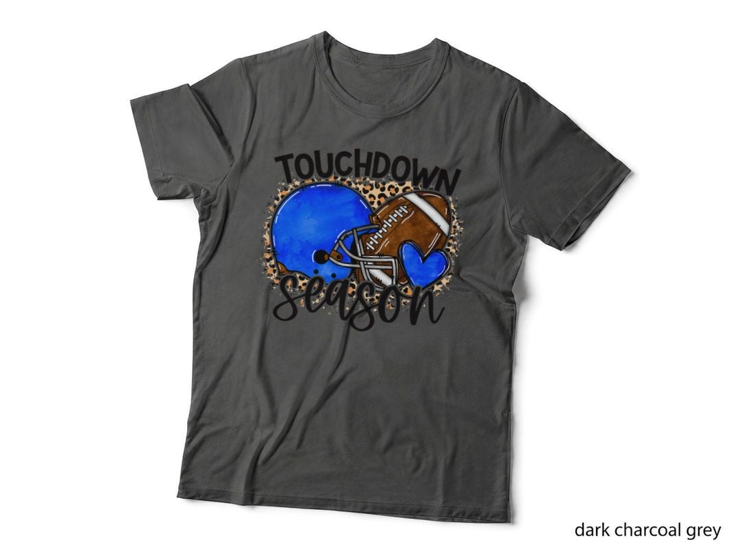 Touchdown Season Blue Bleached Leopard Football Lover Squad T-Shirt