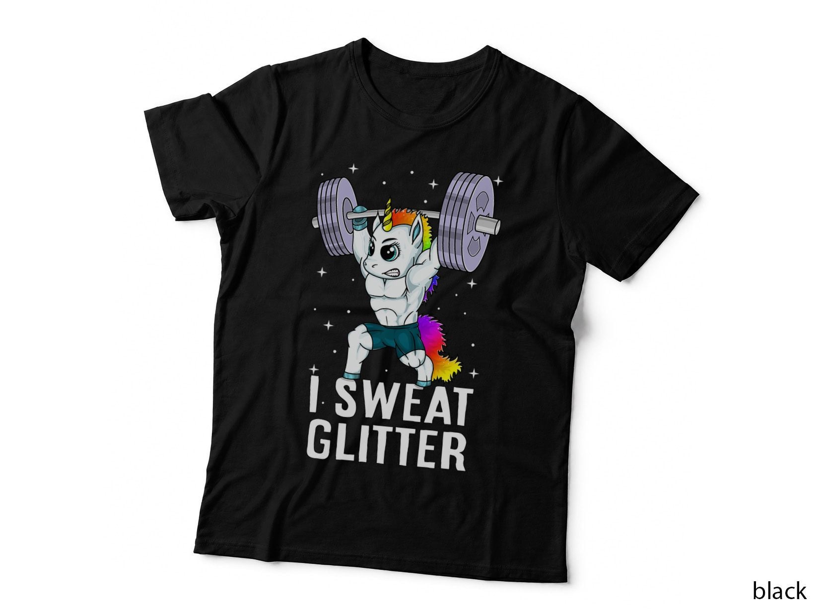 Unicorn I Sweat Glitter Funny Gym Workout Men Women Kids T-Shirt