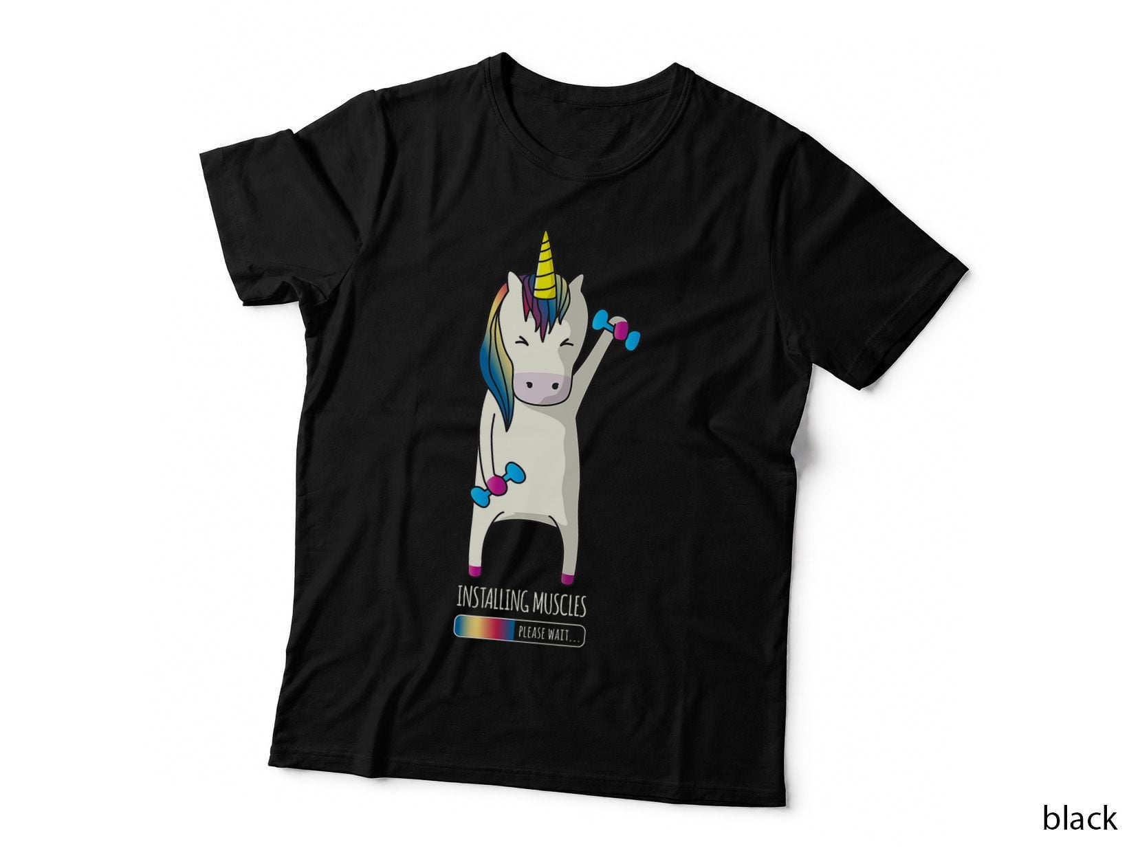 Unicorn Installing Muscle Funny Fitness Gym Workout T-Shirt