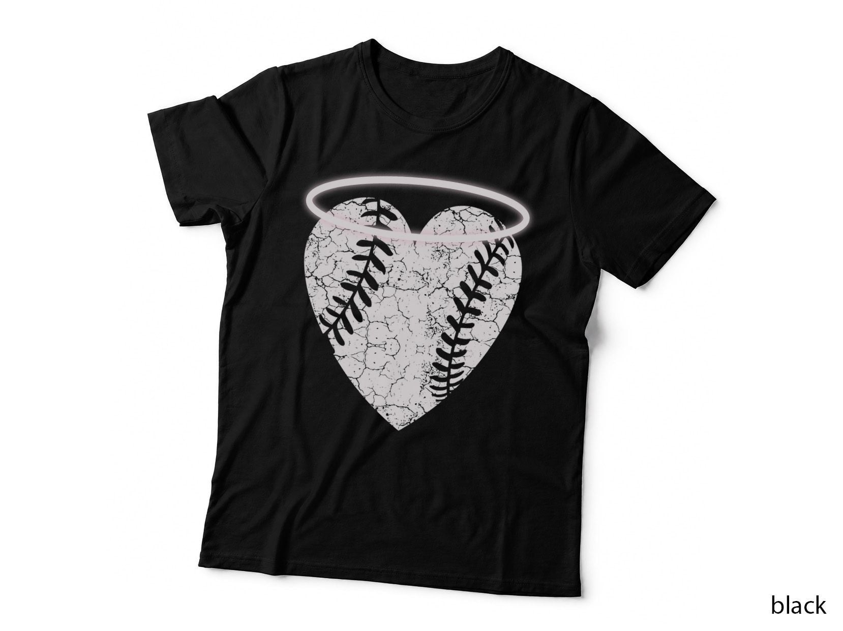 Vintage Angel Baseball Heart with Halo T-Shirt