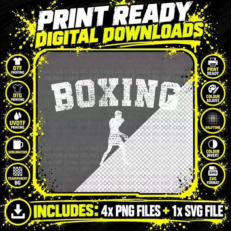Vintage Boxer Boxing Box Fighter T-Shirt Png SVG Digital Bundle