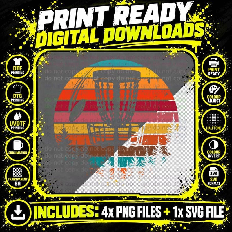 Vintage Disc Golf Frisbee Golf Disc Sport T-Shirt Png SVG Digital Bundle