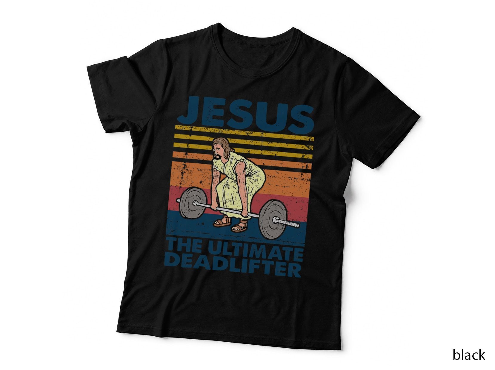 Vintage Jesus the Ultimate Deadlifter Funny Christian Gym T-Shirt