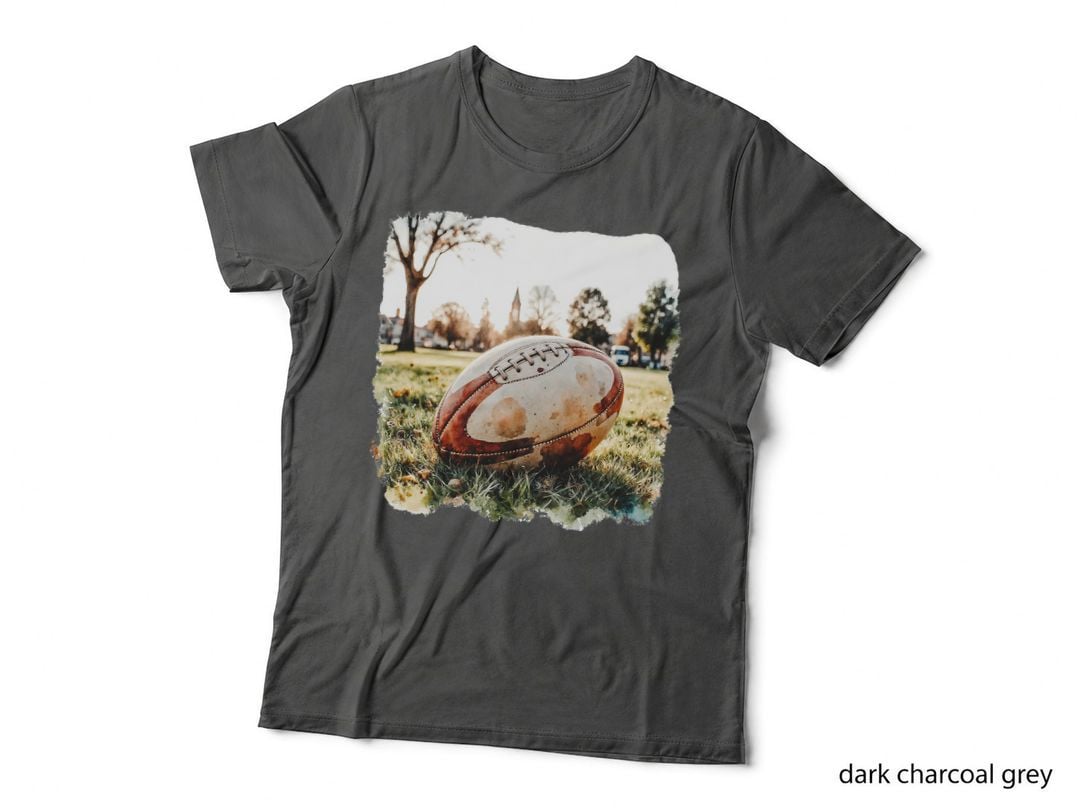 Vintage Rugby Ball on Grass Game Day Retro Sports Fan Gift T-Shirt