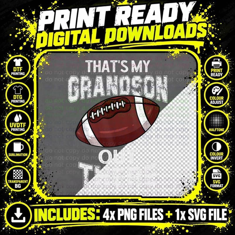 Vintage That's My Grandson Out There - Football Novelty Png SVG Digital Bundle