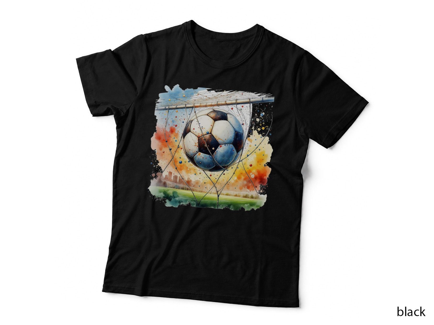 Watercolor Soccer Ball Goal Score Art Football Player T-Shirt