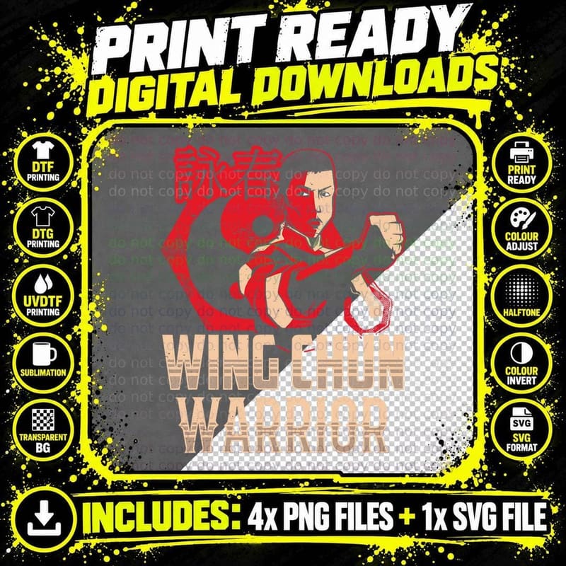 Wing Chun Warrior Martial Arts Coach Fighter Training Png SVG Digital Bundle