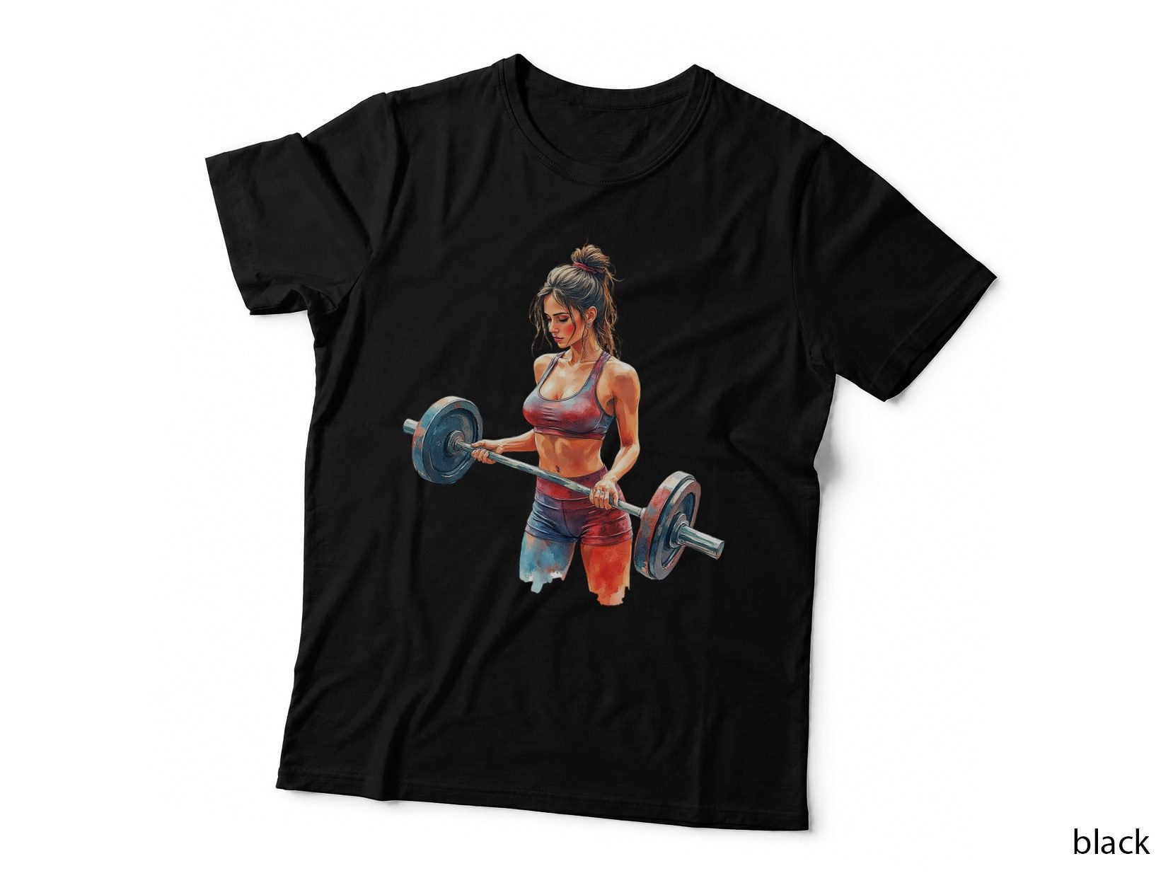 Woman Weight Lifting Barbell Fitness Gym Graphic T-Shirt
