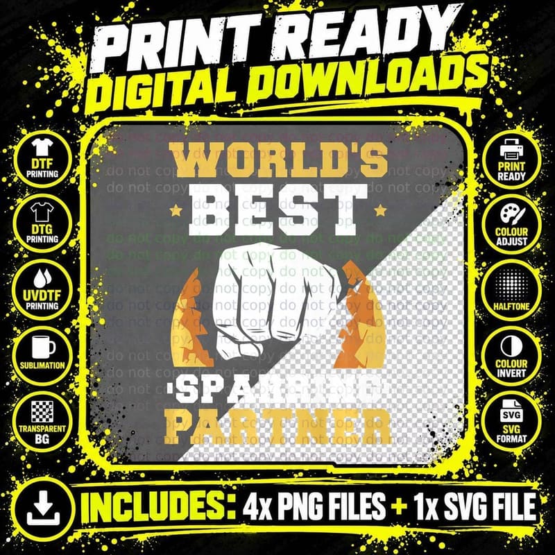 World's Best Sparring Partner Boxing Coach Boxer Gift Png SVG Digital Bundle