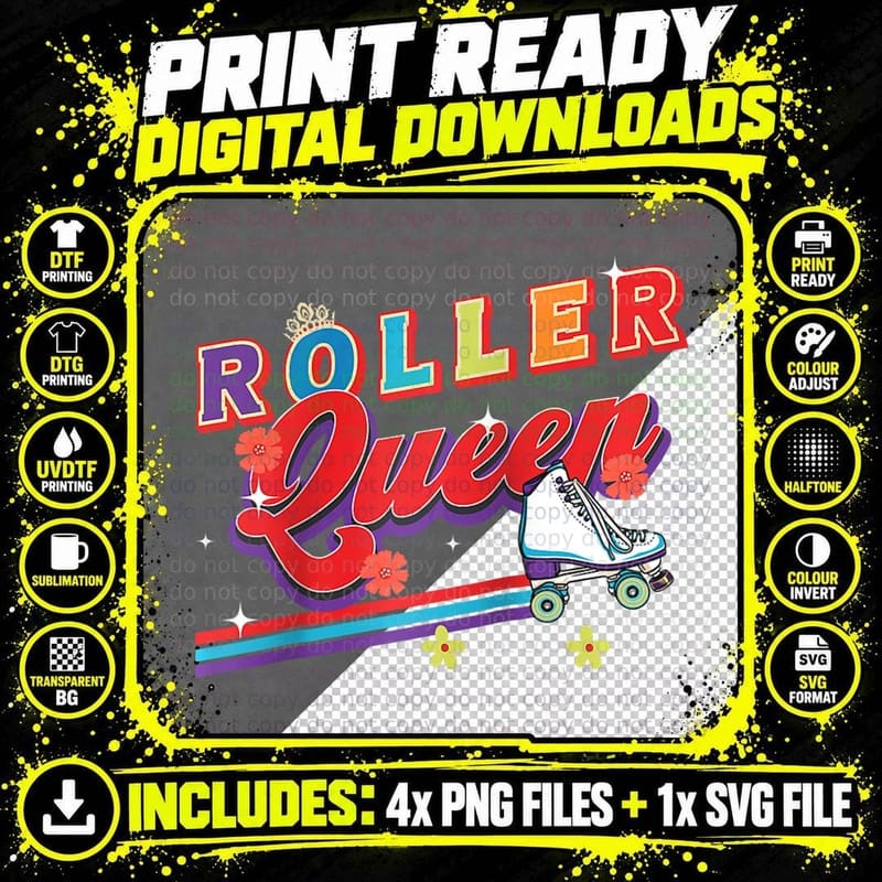 70's Costume and Retro Roller Disco Outfit for Roller Png SVG Digital Bundle