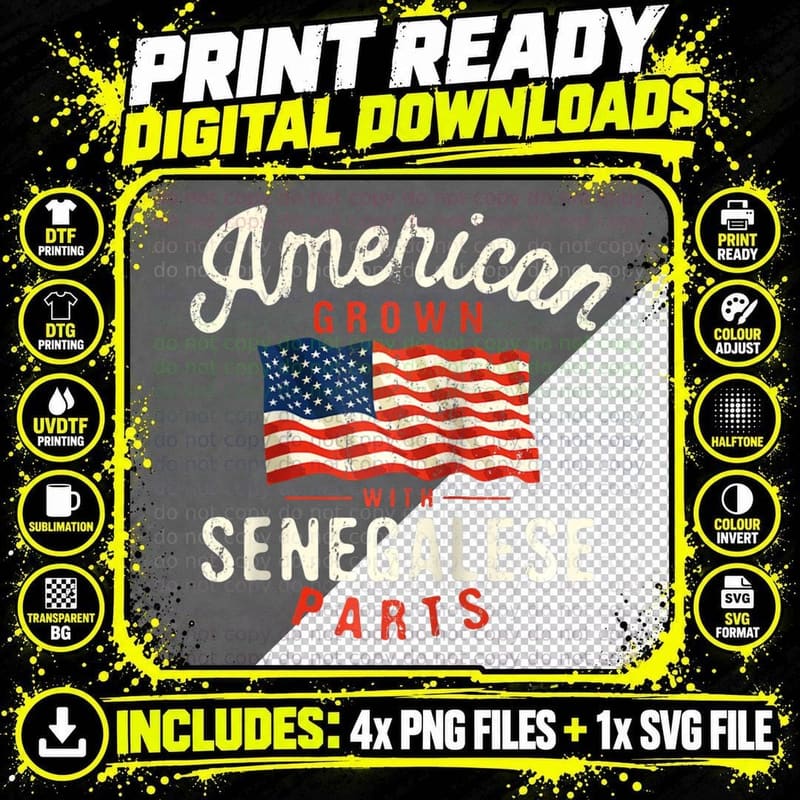 American Grown with Senegalese Parts Patriotic Png SVG Digital Bundle