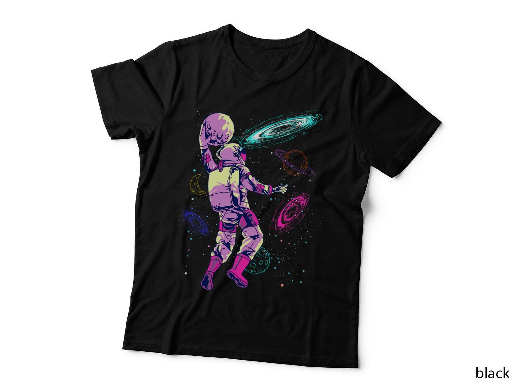 Astronaut Playing Basketball Slam Dunking in Space T-Shirt