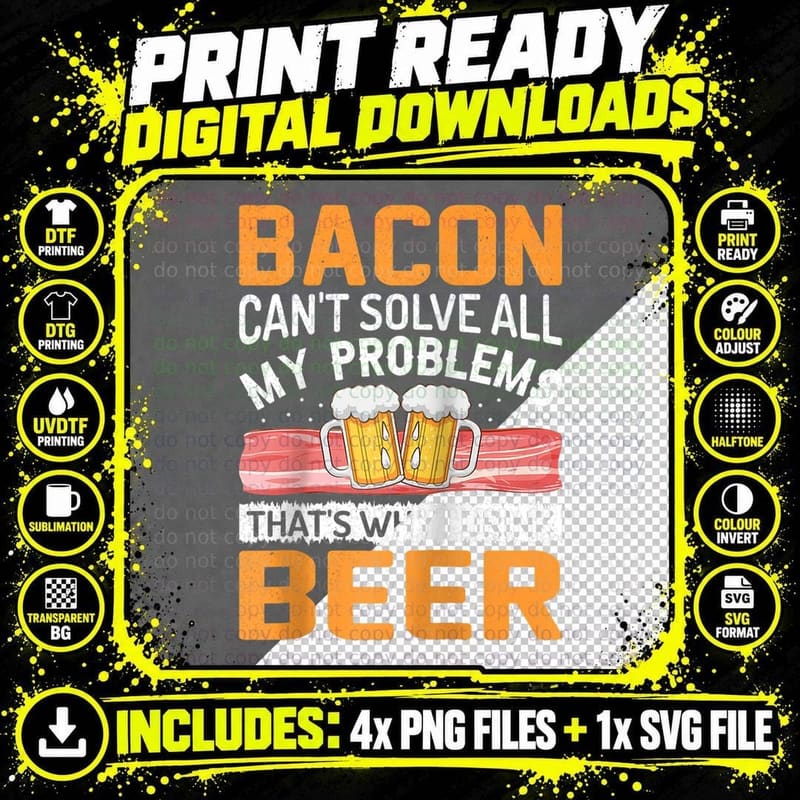 Bacon Lover Funny Famous Food Keto Diet Humor Gift Png SVG Digital Bundle