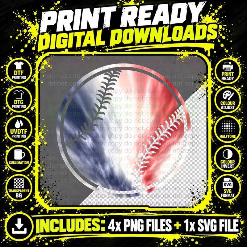 Baseball Ball Tie Dye T-Shirt Png SVG Digital Bundle