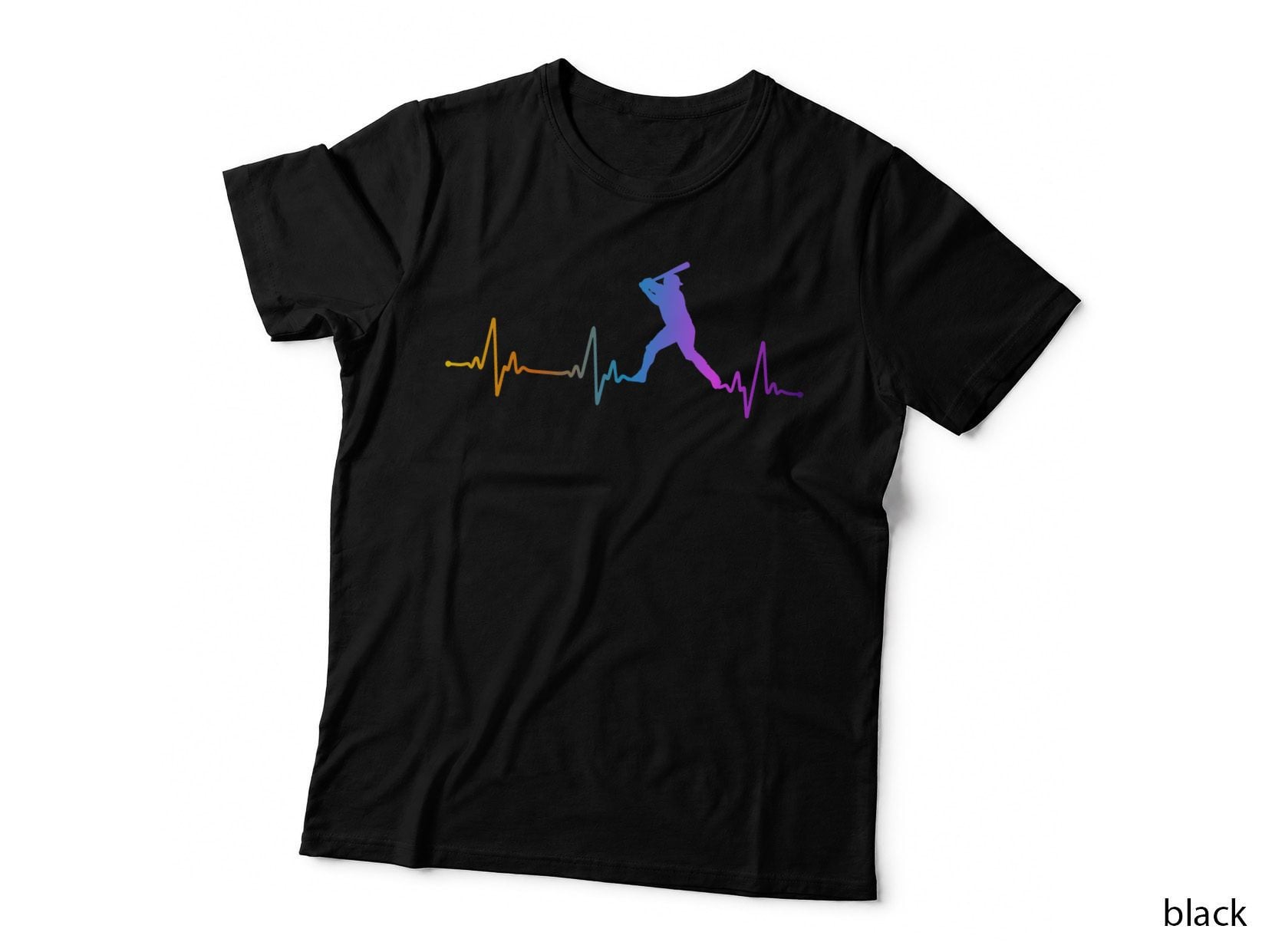 Baseball Fan Heartbeat Pulse Rainbow T-Shirt