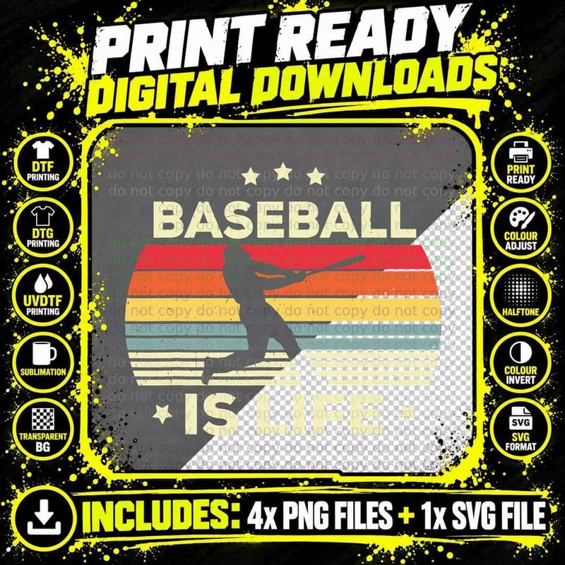 Baseball Is Life for Boys Kids Men Toddler Baseball Png SVG Digital Bundle