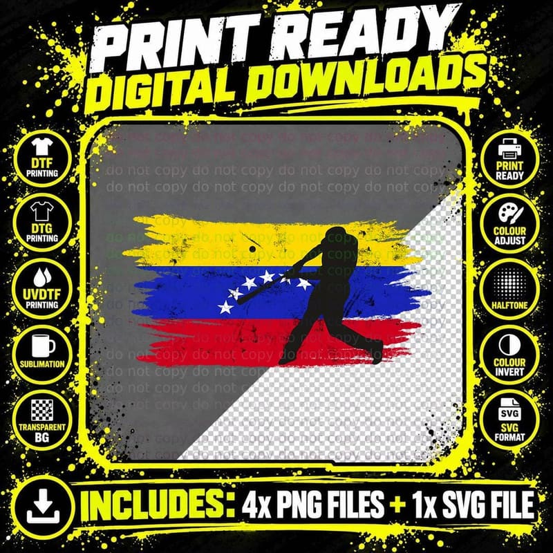 Baseball Venezuela Flag Venezuelan Beisbol in Venezolano Png SVG Digital Bundle