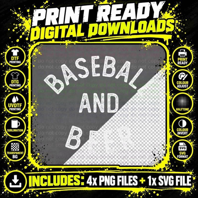 Baseball and Beer T-Shirt Png SVG Digital Bundle