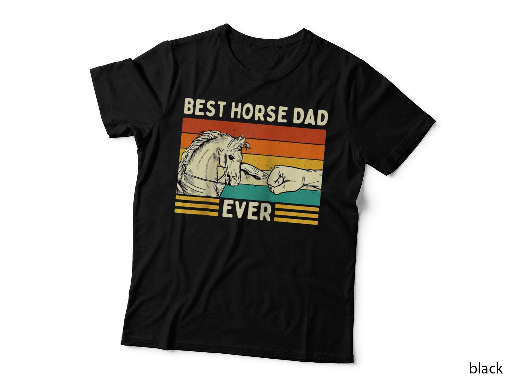 Best Horse Dad Ever - Retro Horses Horseman Equestrian Lover T-Shirt