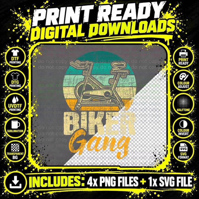 Biker Gang - Indoor Bicycle Gym Cycling Lover T-Shirt Png SVG Digital Bundle
