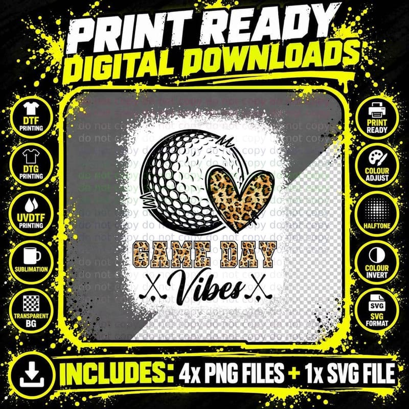 Bleached Golf Game Day Vibes Golf Mom Game Day Season Png SVG Digital Bundle