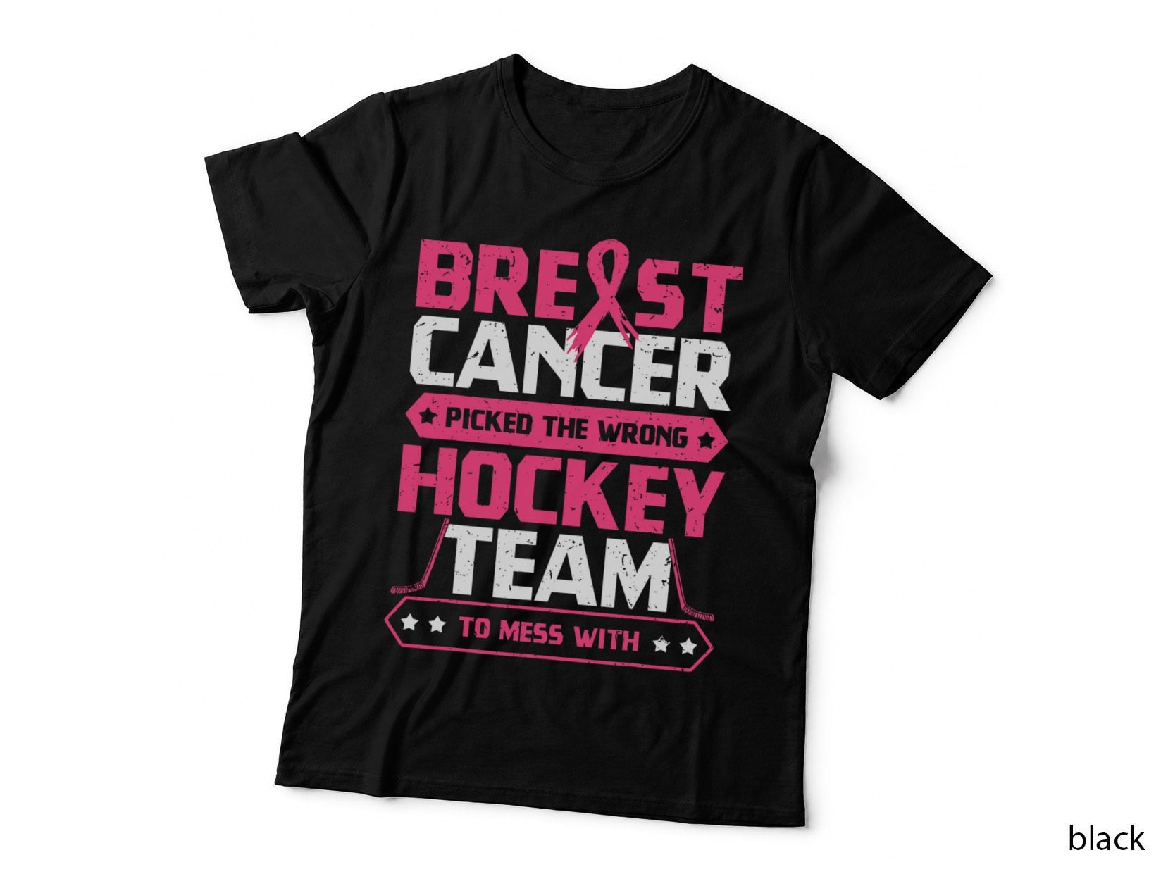 Breast Cancer Hockey Team Pink Awareness Ribbon Patient T-Shirt