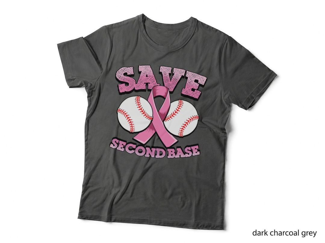 Breast Cancer Shirt Men - Baseball Shirt - Save Second Base T-Shirt