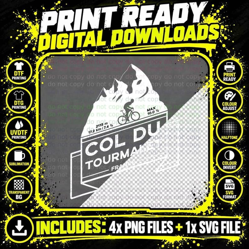 Col Du Tourmalet Road Cycling T-Shirt Png SVG Digital Bundle