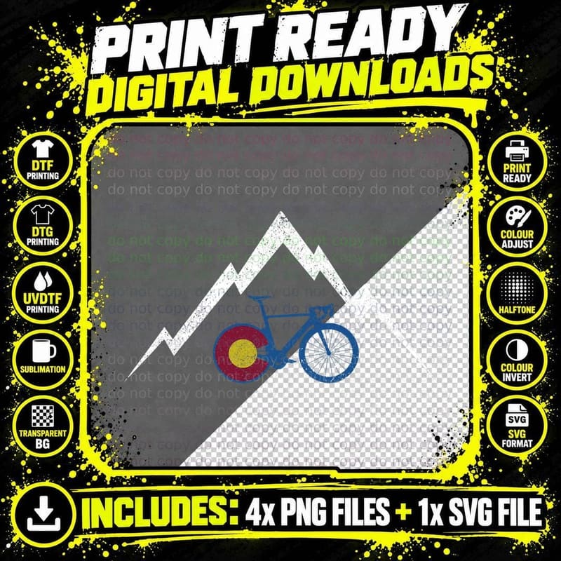 Colorado Bicycle Road Bike Mountain Cycling Cyclist Gift Png SVG Digital Bundle
