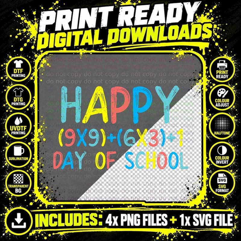 Colorful Math Formula Happy 100 Days School 100th Day Png SVG Digital Bundle