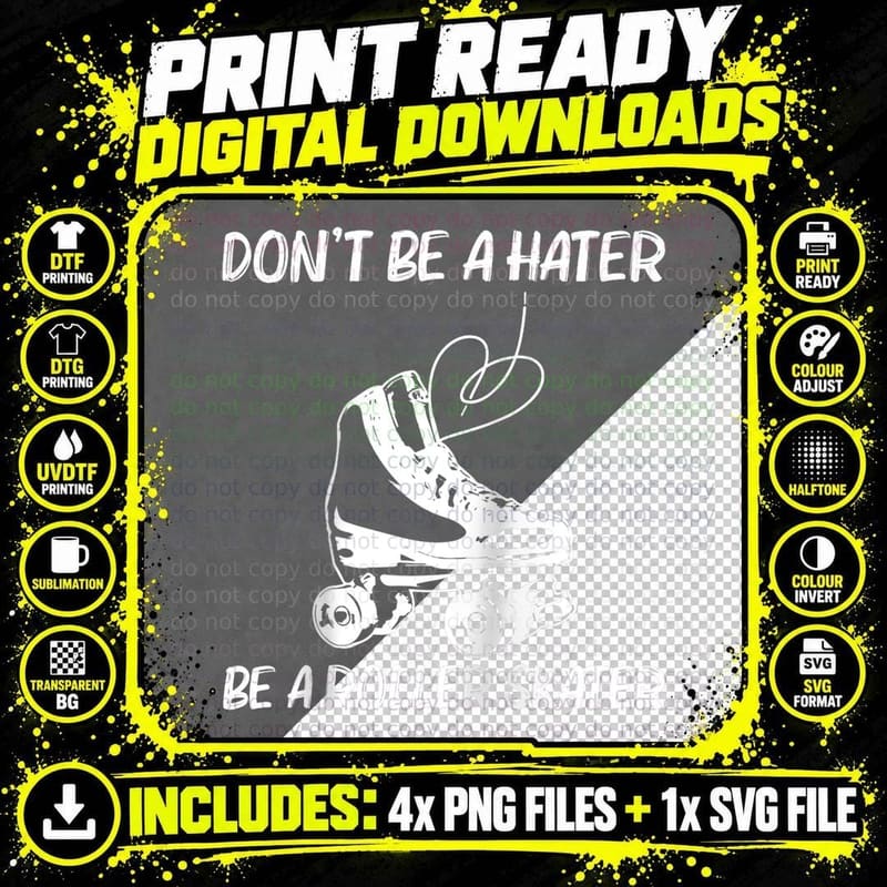 Cool Roller Skating for Men Women Retro Disco Derby Png SVG Digital Bundle