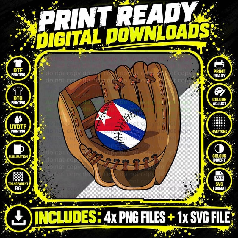 Cuban Baseball Sport Cuba Baseball Team T-Shirt Png SVG Digital Bundle