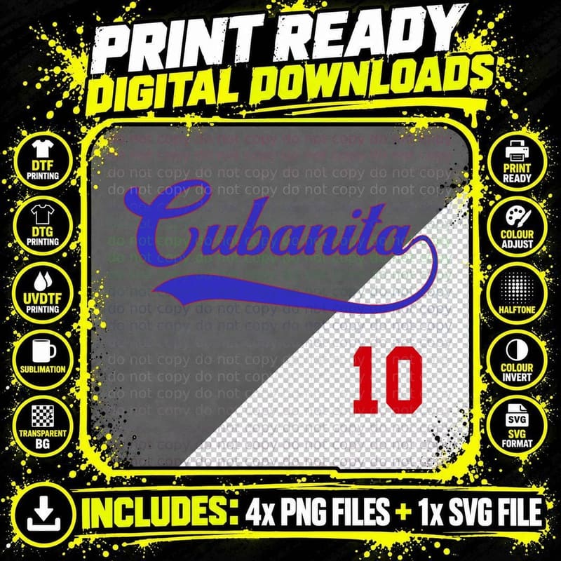 Cubanita Baseball Flag Souvenir Cubana Cuba Women Girl Png SVG Digital Bundle