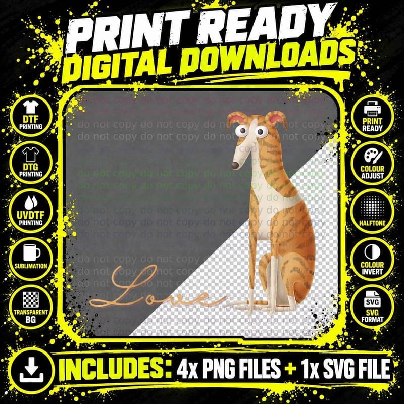 Cute Dog Lover Present Puppy Sweet Greyhound Love!, Dog Png SVG Digital Bundle