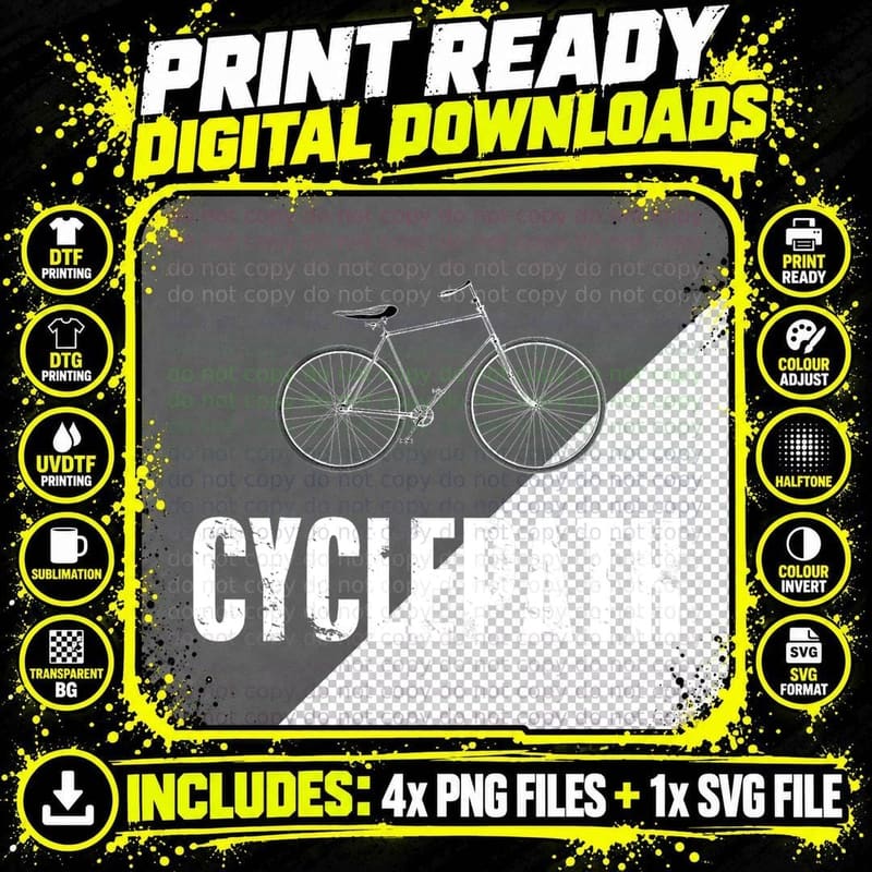 Cycle-Path Funny Cycling Mountain Biking Cyclists T-Shirt Png SVG Digital Bundle