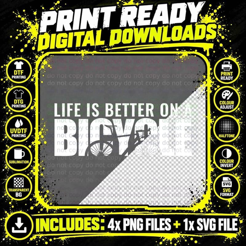 Cycling Bike Life Is Better on a Bicycle T-Shirt Png SVG Digital Bundle