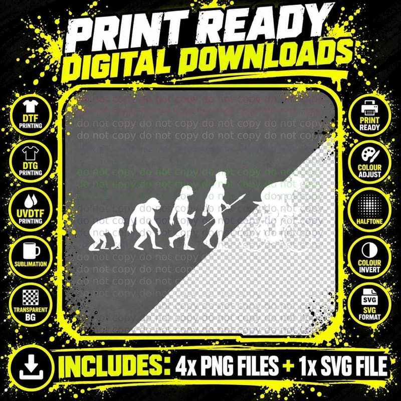Cycling Evolution Funny Cyclings Men Women Kids Biking Png SVG Digital Bundle