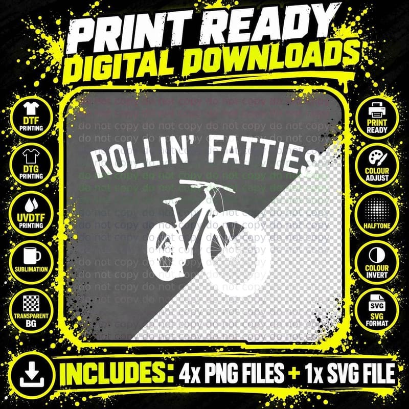Cycling Fat Bike Rider - Rolling Fatties T-Shirt Png SVG Digital Bundle