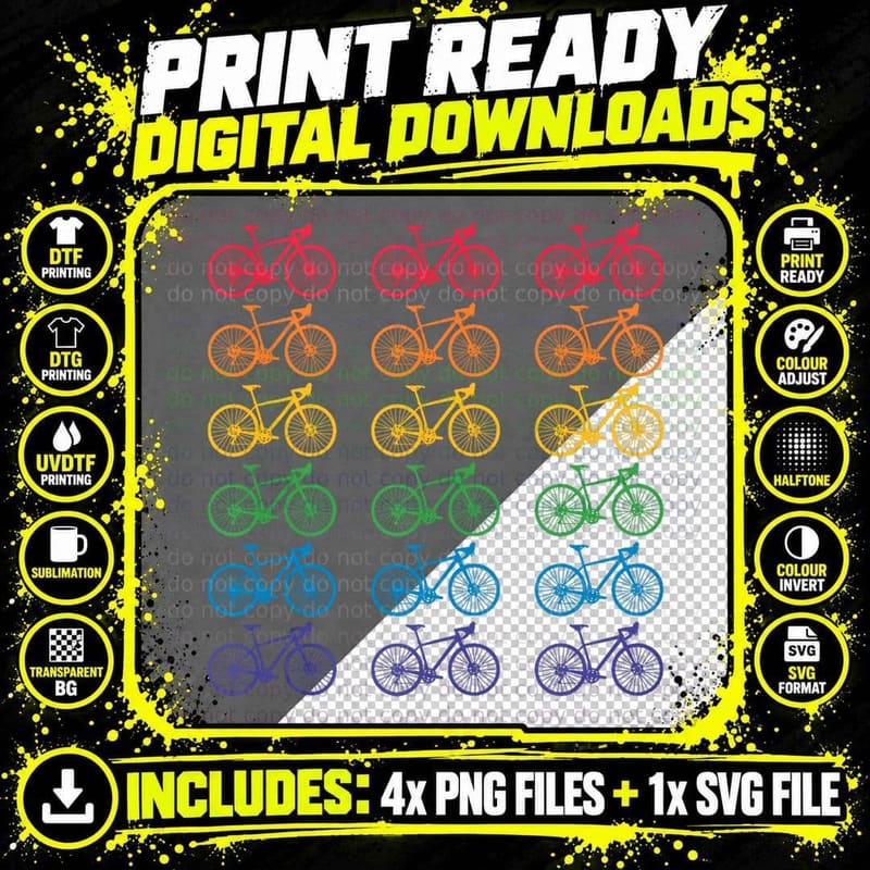 Cycling LGBT Pride Bicycle Rainbow LGBTQ Gift, G T-Shirt Png SVG Digital Bundle