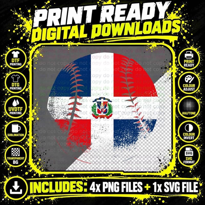 Dominican Republic Baseball Dominicana T-Shirt Png SVG Digital Bundle