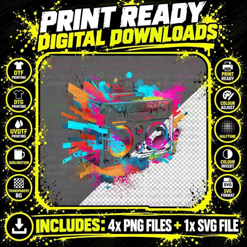 Eighties Disco Costume Party Theme Party Retro 80s Png SVG Digital Bundle