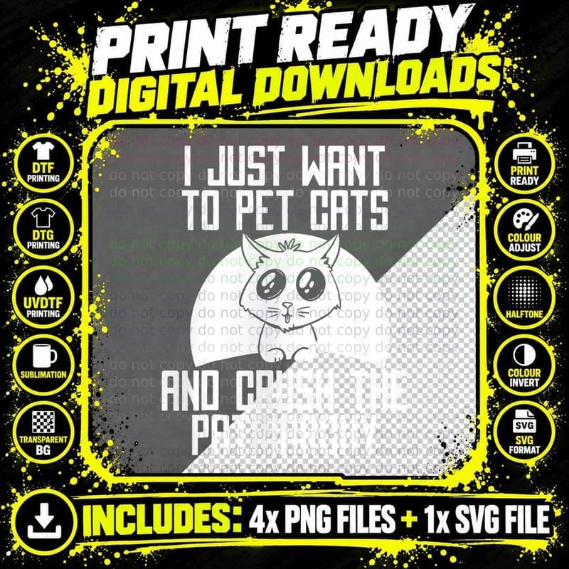 Feminism Cat, Rights T-Shirt Png SVG Digital Bundle