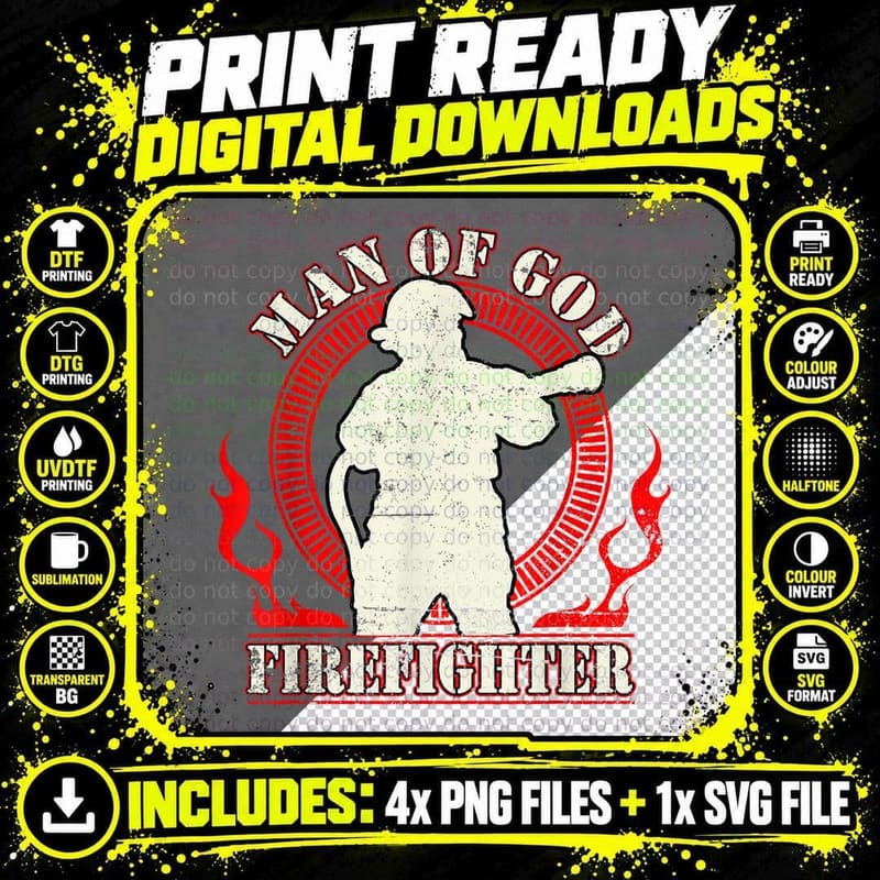 Firefighter Firefighters Fireman Fire Fighter Thin Red Png SVG Digital Bundle