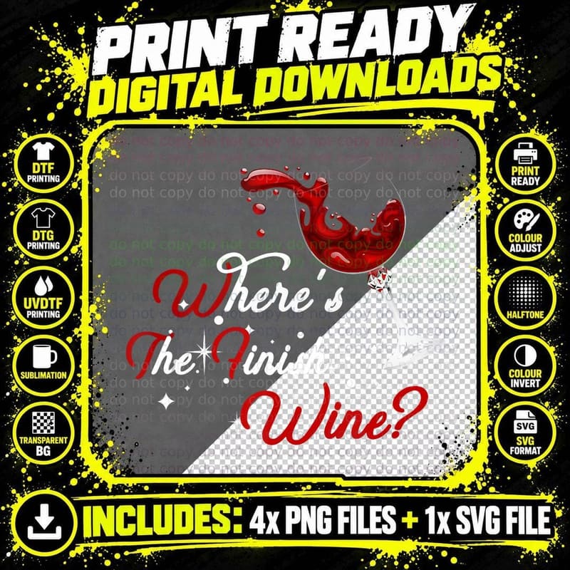 Fitness Gym Where Is the Finish Wine Workout Gift Png SVG Digital Bundle