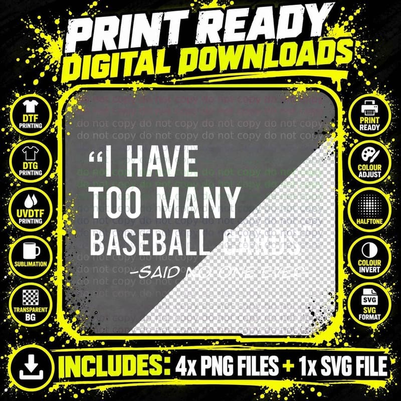 Funny Baseball Cards Collector Gift T-Shirt Png SVG Digital Bundle