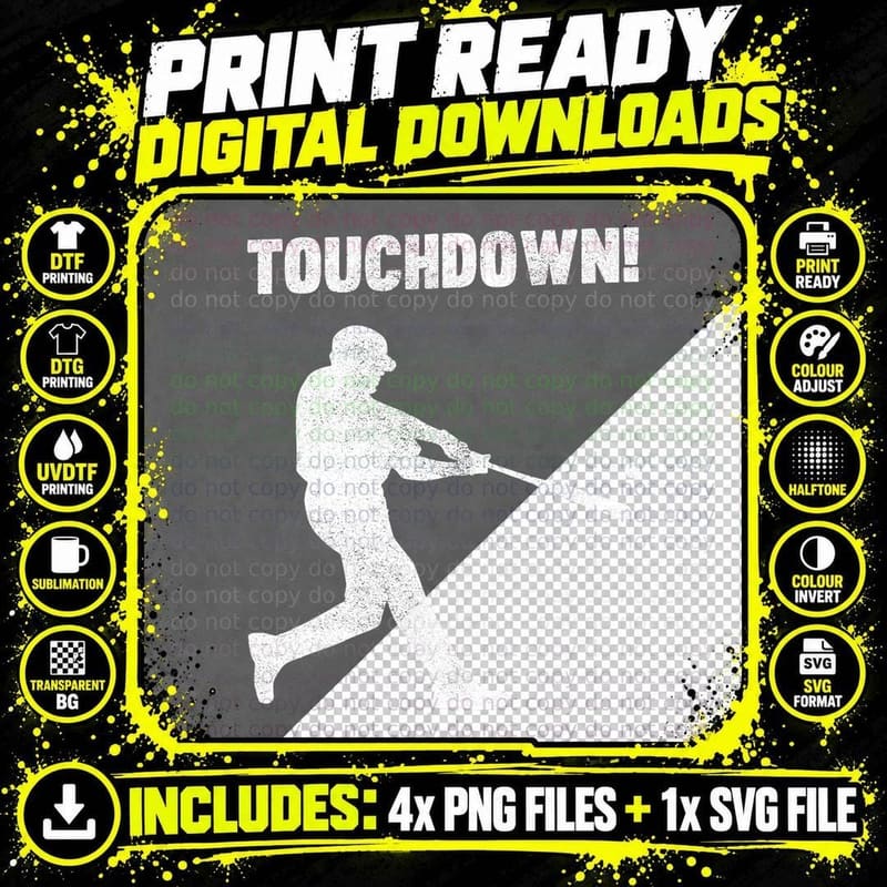 Funny Baseball Touchdown - Homerun Joke T-Shirt Png SVG Digital Bundle