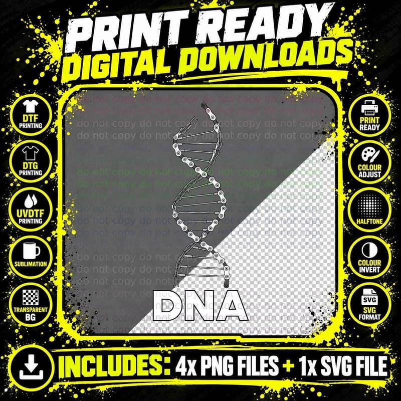 Funny DNA Cycling Bicycle Chain Mountain Bike Lovers Png SVG Digital Bundle