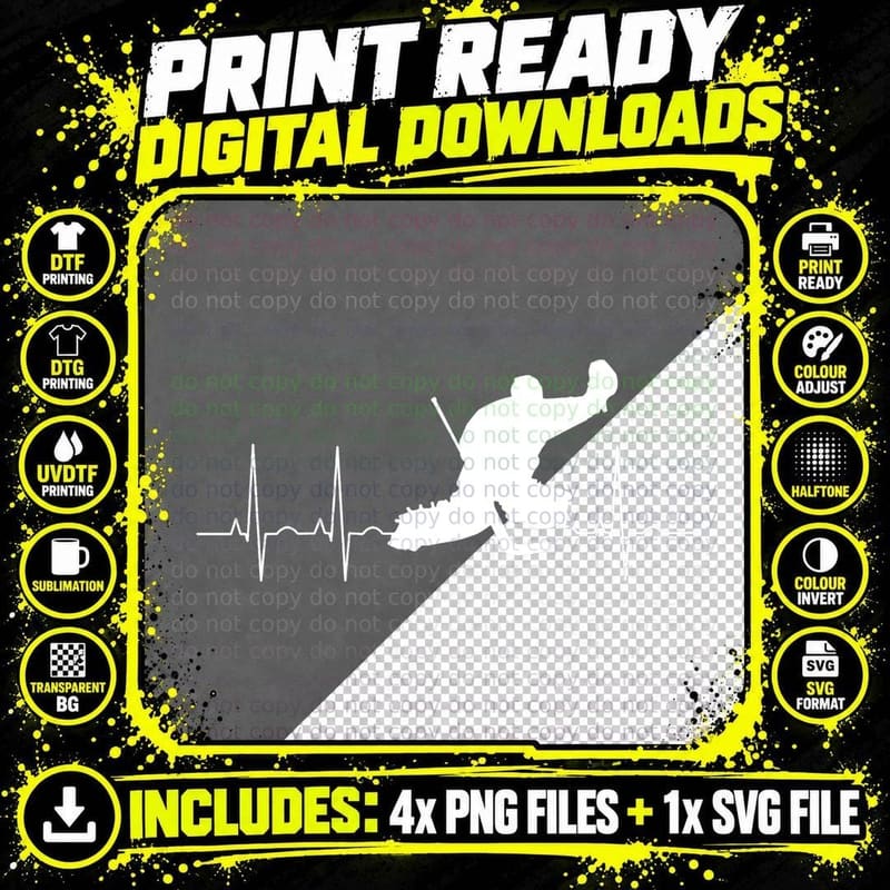 Funny Ice Hockey Goalie Heartbeat Pulse Goaltender Gift Png SVG Digital Bundle
