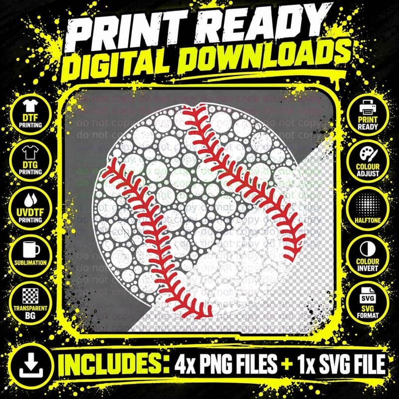 Funny Polka Dot Baseball Lover Player Dot Day Png SVG Digital Bundle